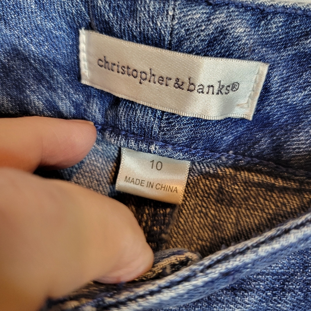 Christopher & Banks denim jean embroidered capris pants Size 10 - Picture 5 of 7
